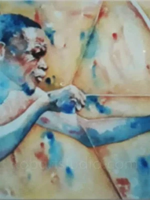 bushman & bow watercolour painting